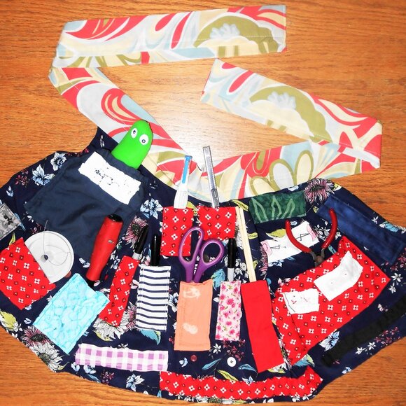 Handmade children's apron blue and orange - Picture 1 of 1